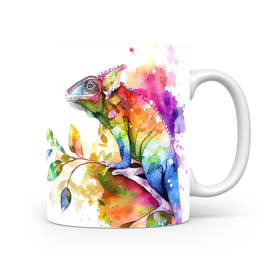 Hrnek s chameleónem na větvi