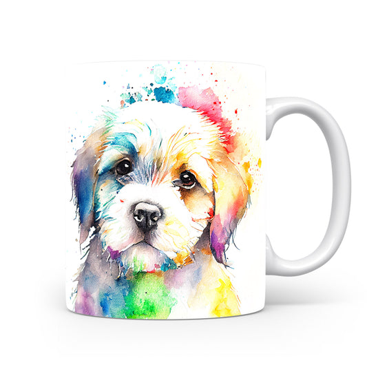 Hrnek s shihtzu štěnětem a duhovým pozadím