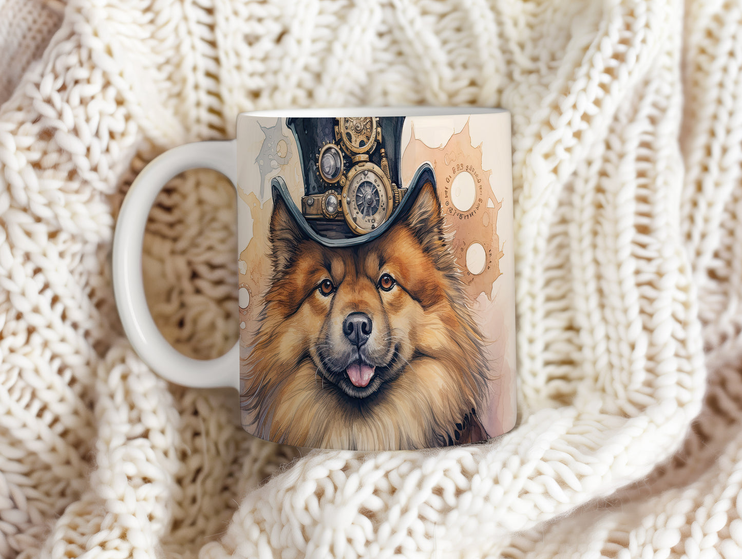 Hrnek s Čau-Čau a steampunk kloboukem