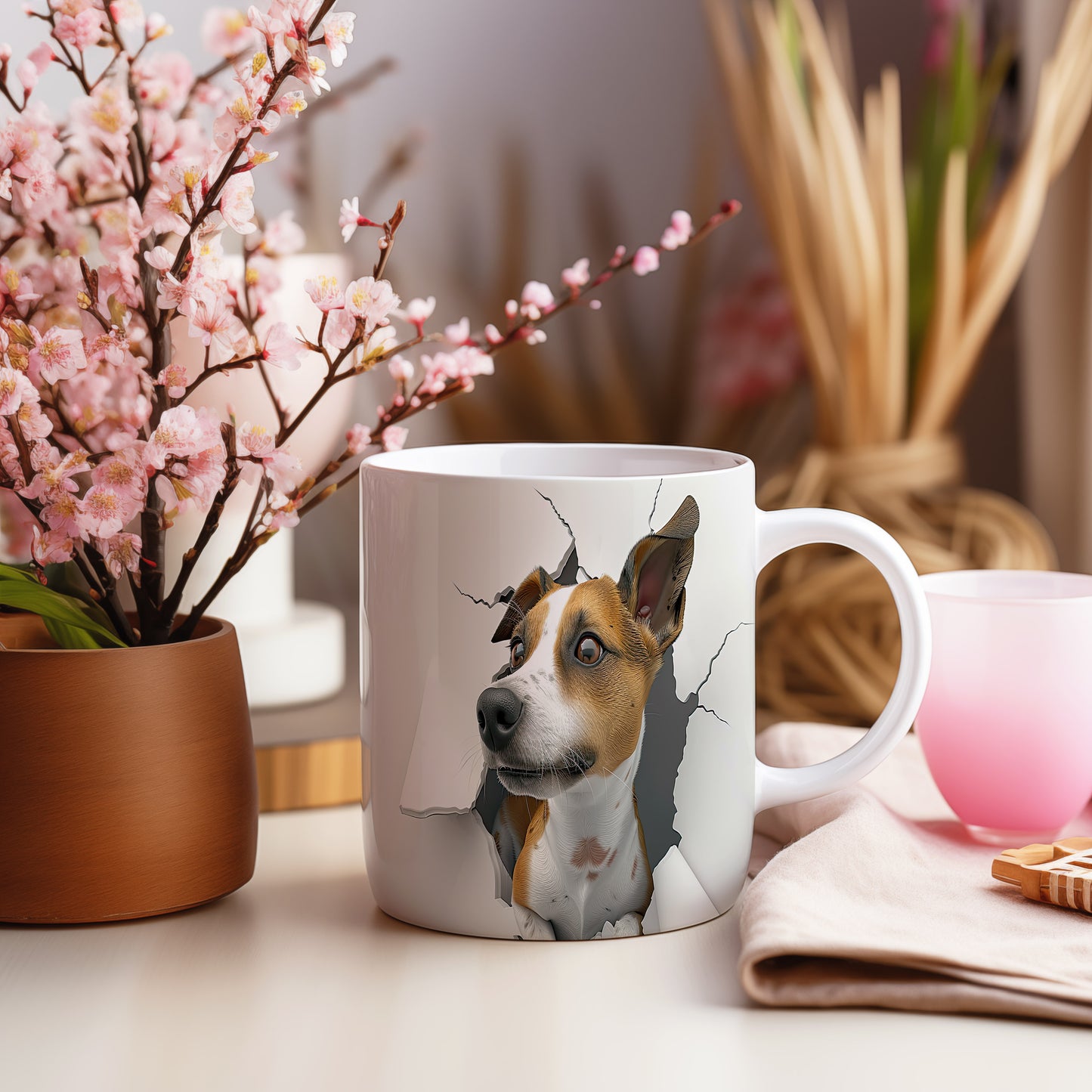 Hrnek s realistickým teriérem 3D