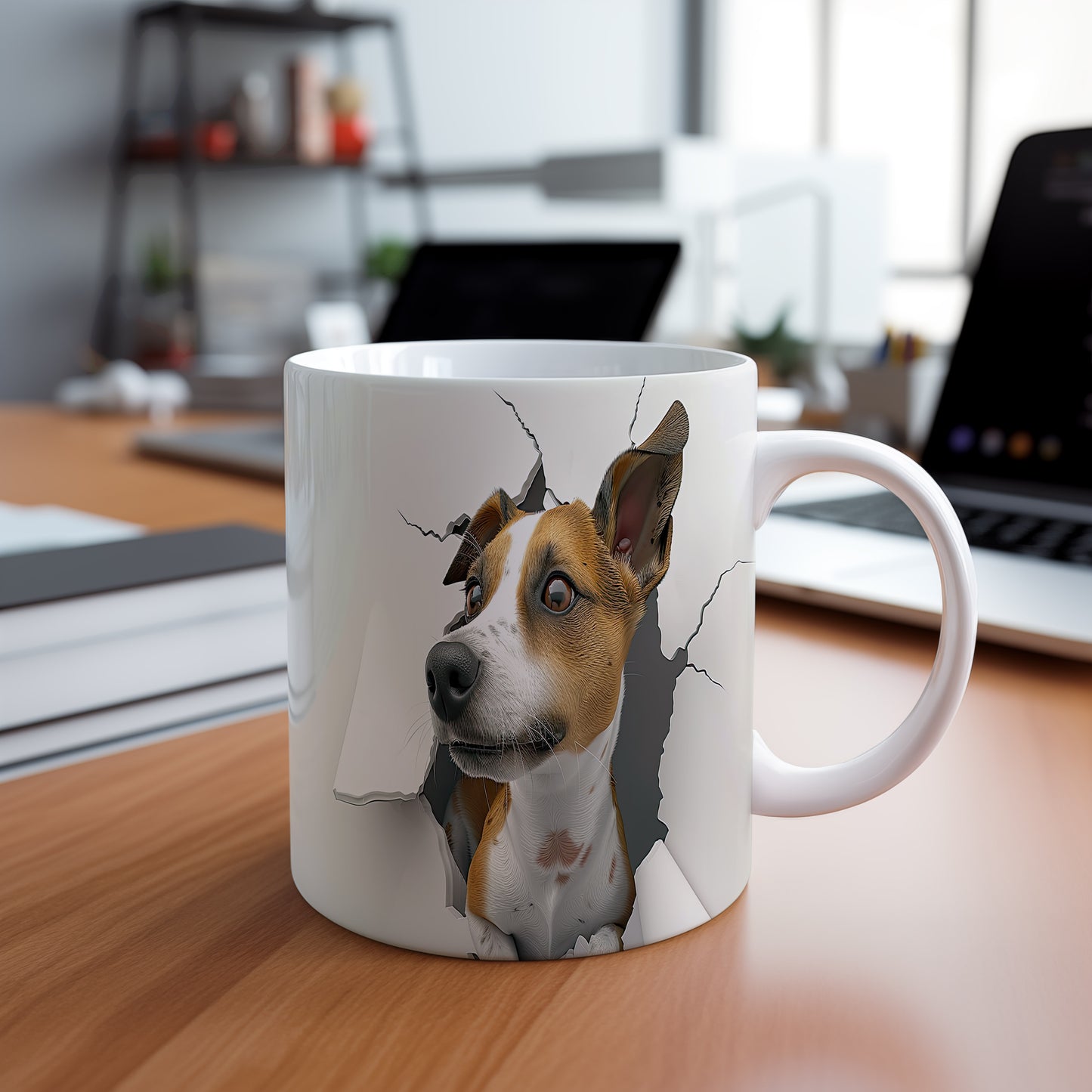 Hrnek s realistickým teriérem 3D