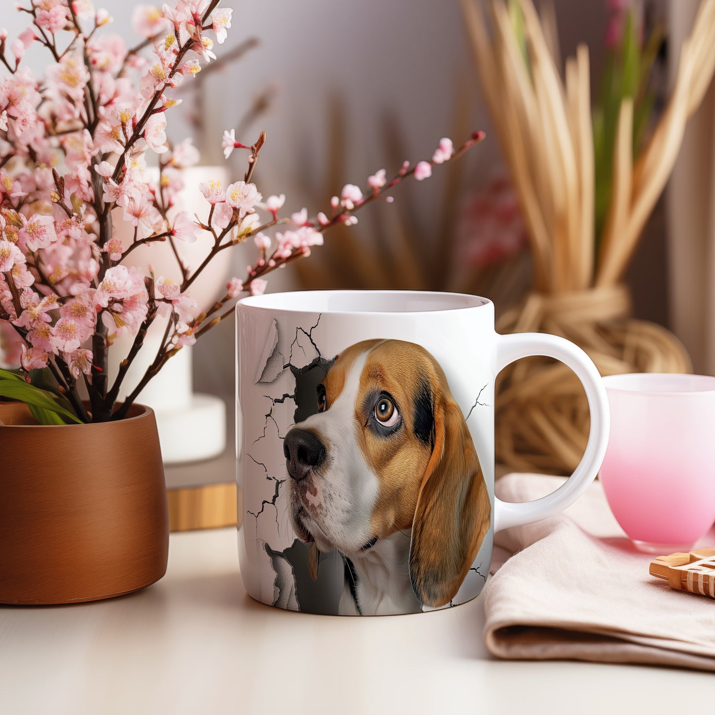 Hrnek s beagle psem 3D efektem