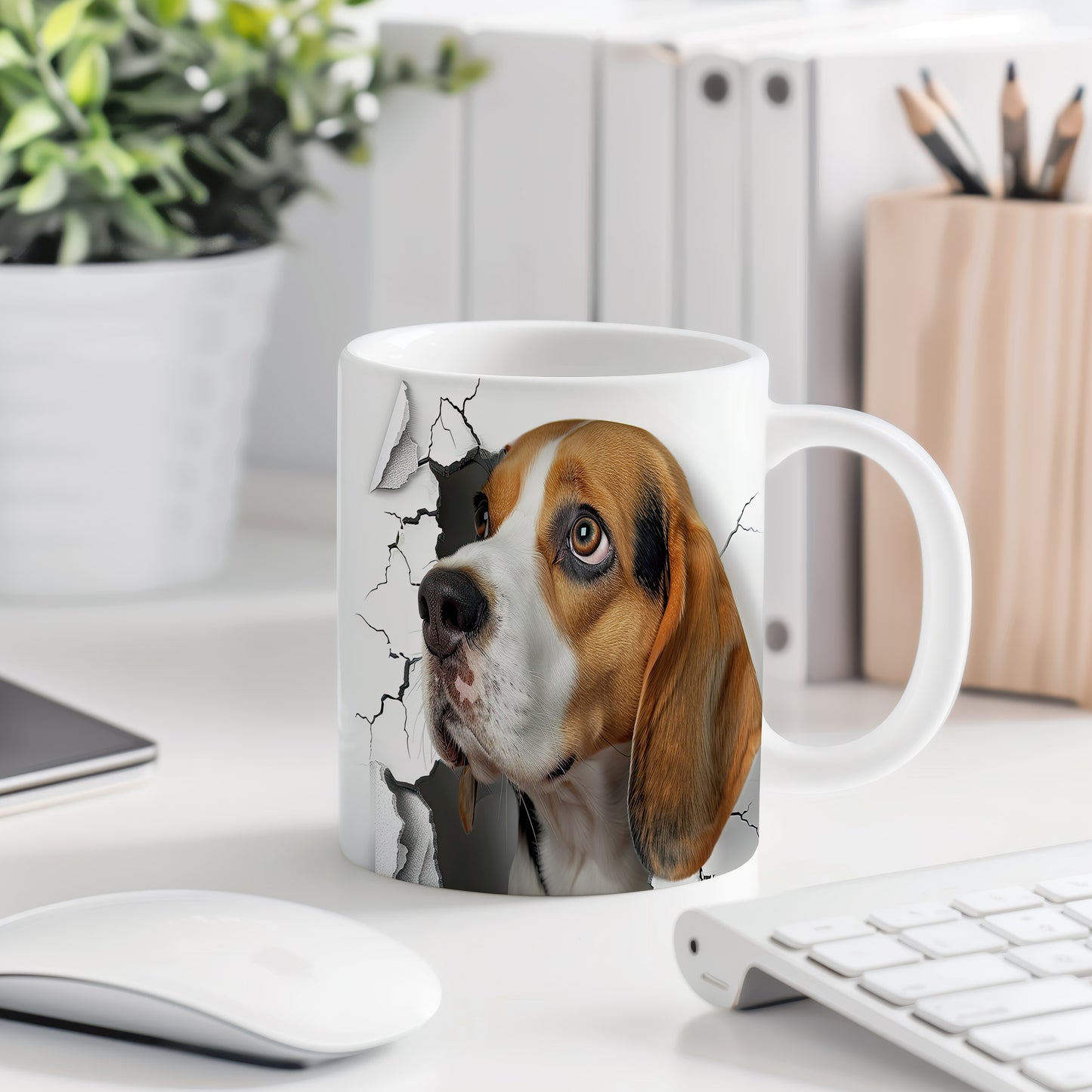 Hrnek s beagle psem 3D efektem