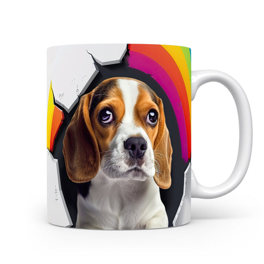 Hrnek s beagle psem a duhou