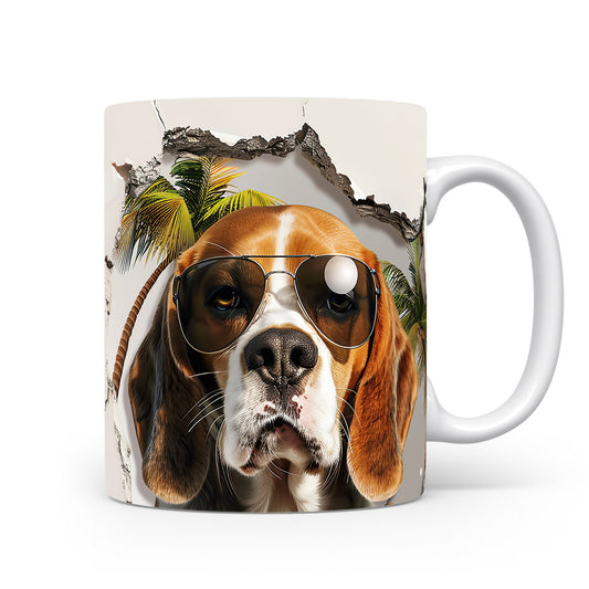 Hrnek s beagle se slunečními brýlemi