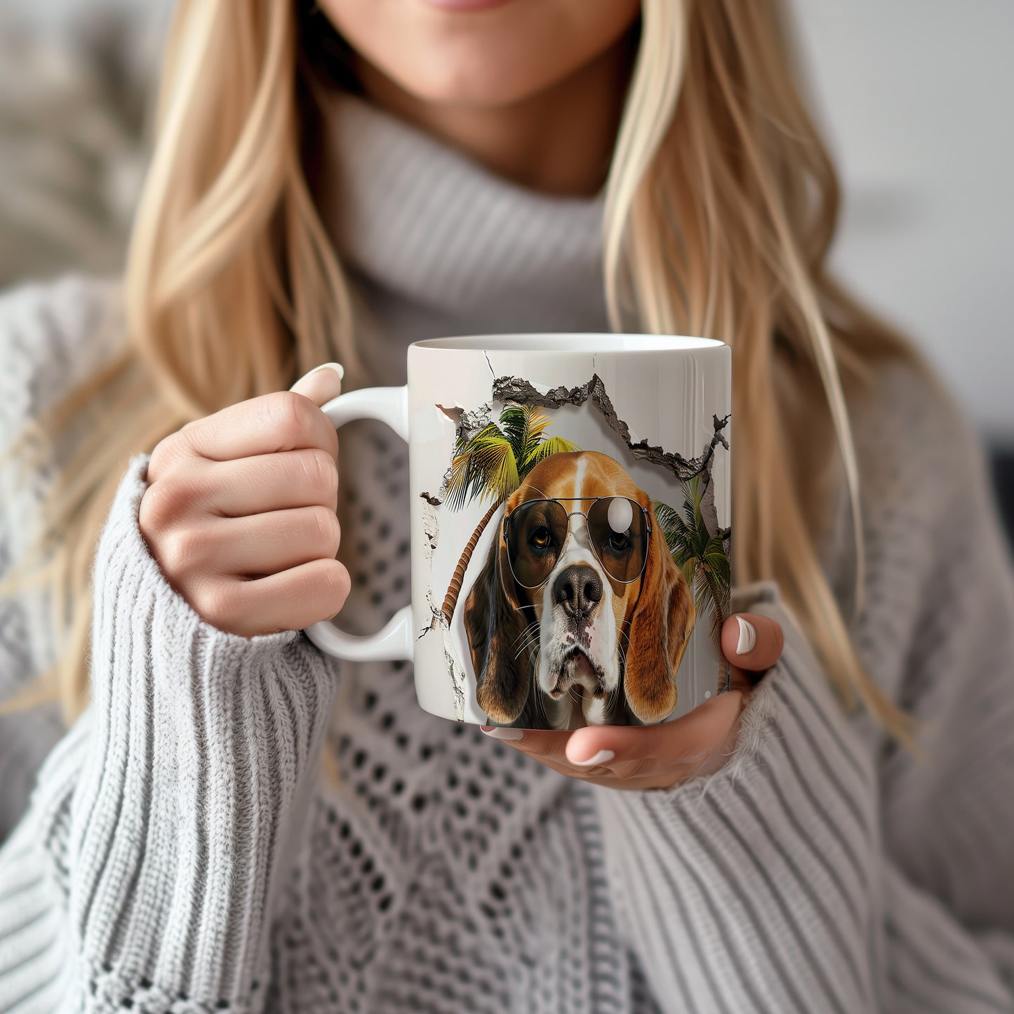 Hrnek s beagle se slunečními brýlemi