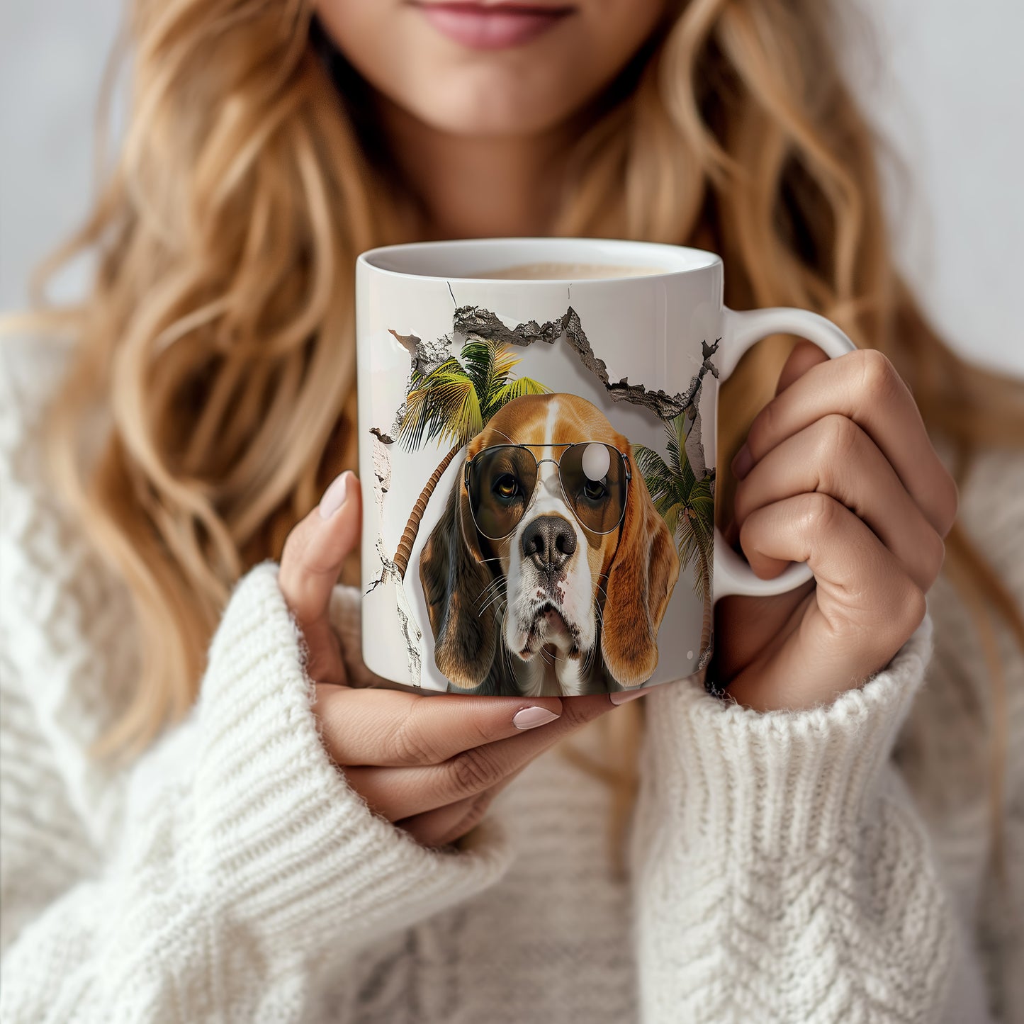 Hrnek s beagle se slunečními brýlemi