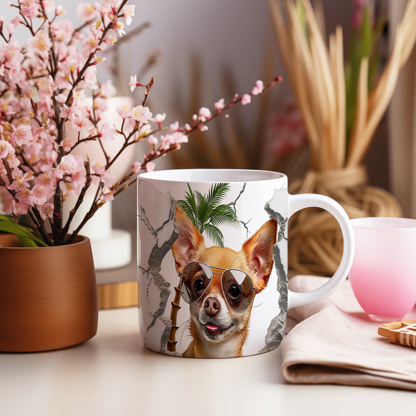 Hrnek s chihuahuou v brýlích