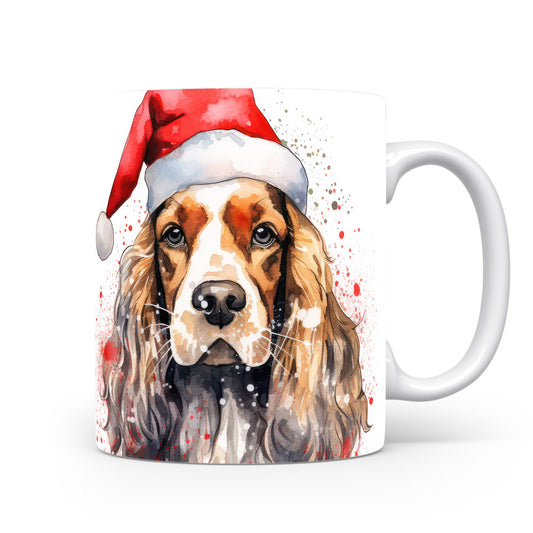 Hrnek s pejskem v Santa klobouku – černobílým motivem