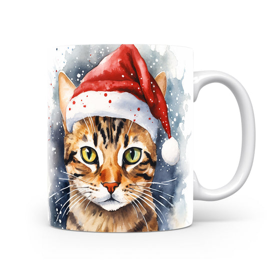 Hrnek s kočkou v Santa klobouku