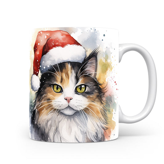 Hrnek s kočkou v čepici Santy