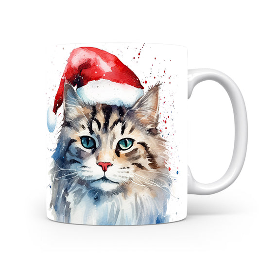 Hrnek s kočkou v čepici Santa – výrazným designem