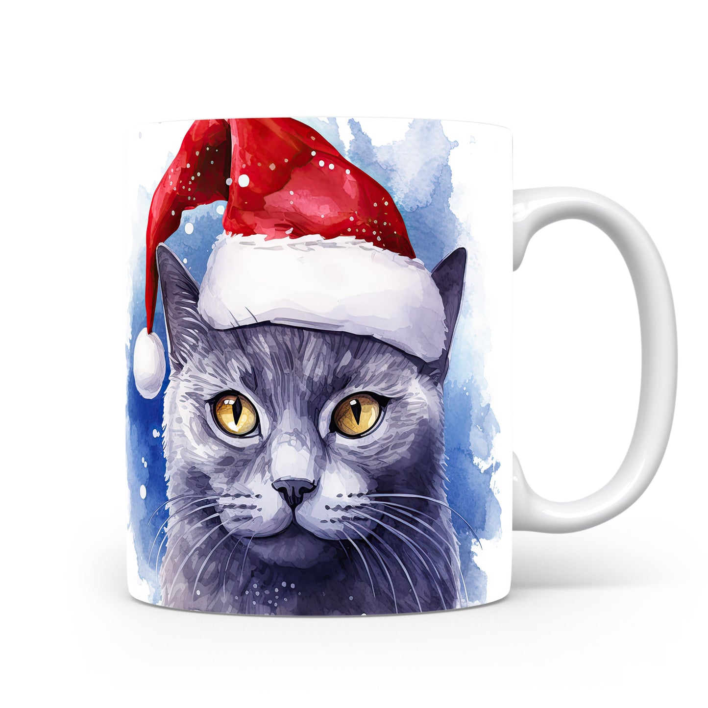 Hrnek s kočkou v čepici Santa – kontrastním vzhledem