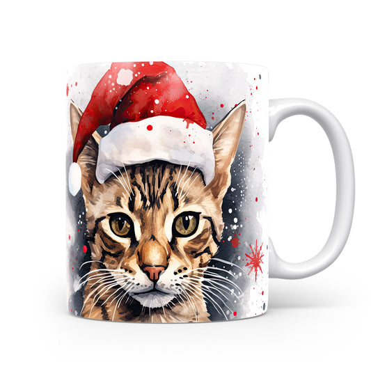 Hrnek s kočkou v čepici Santa – dárkovým tipem