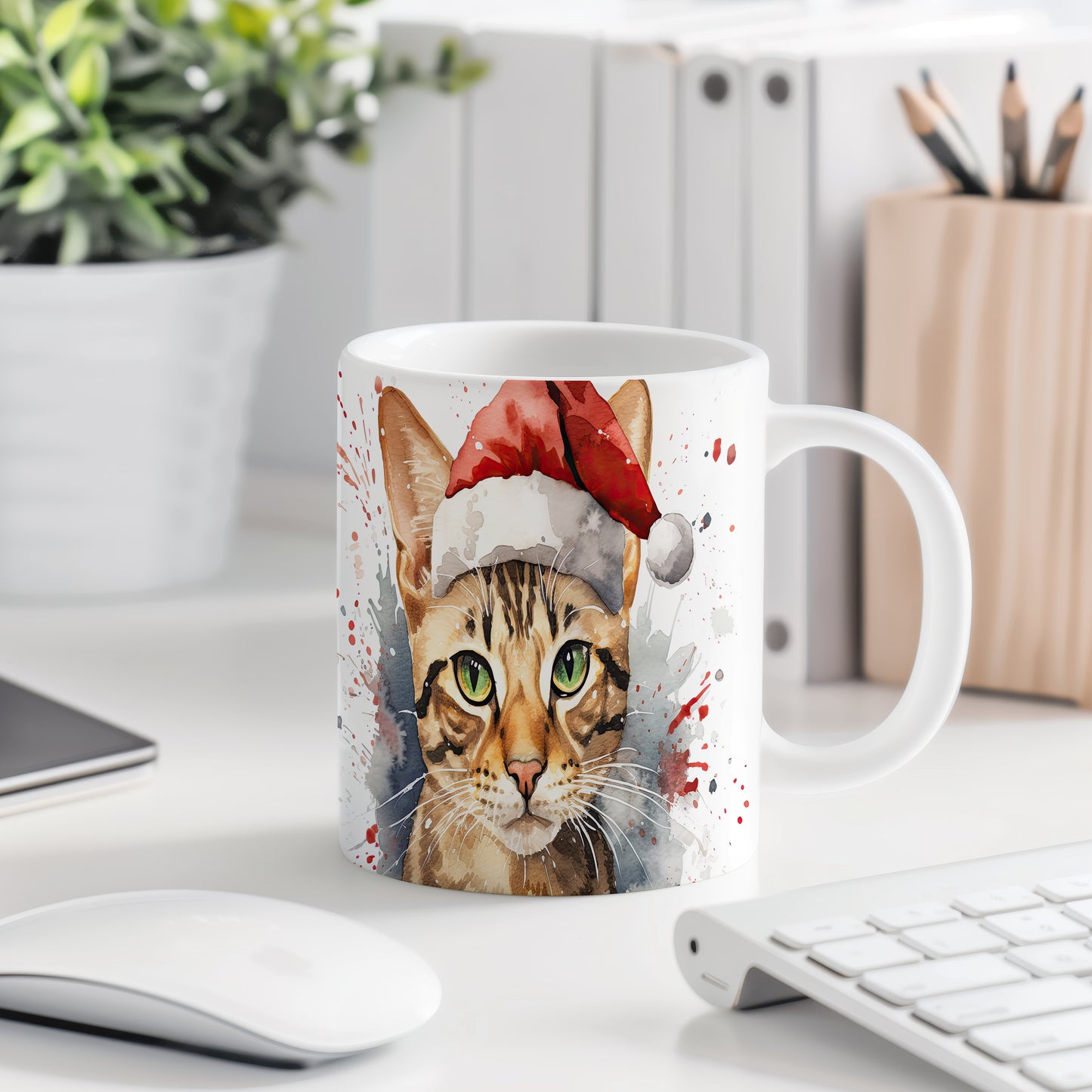 Hrnek s kočkou v čepici Santa – unikátní variantou