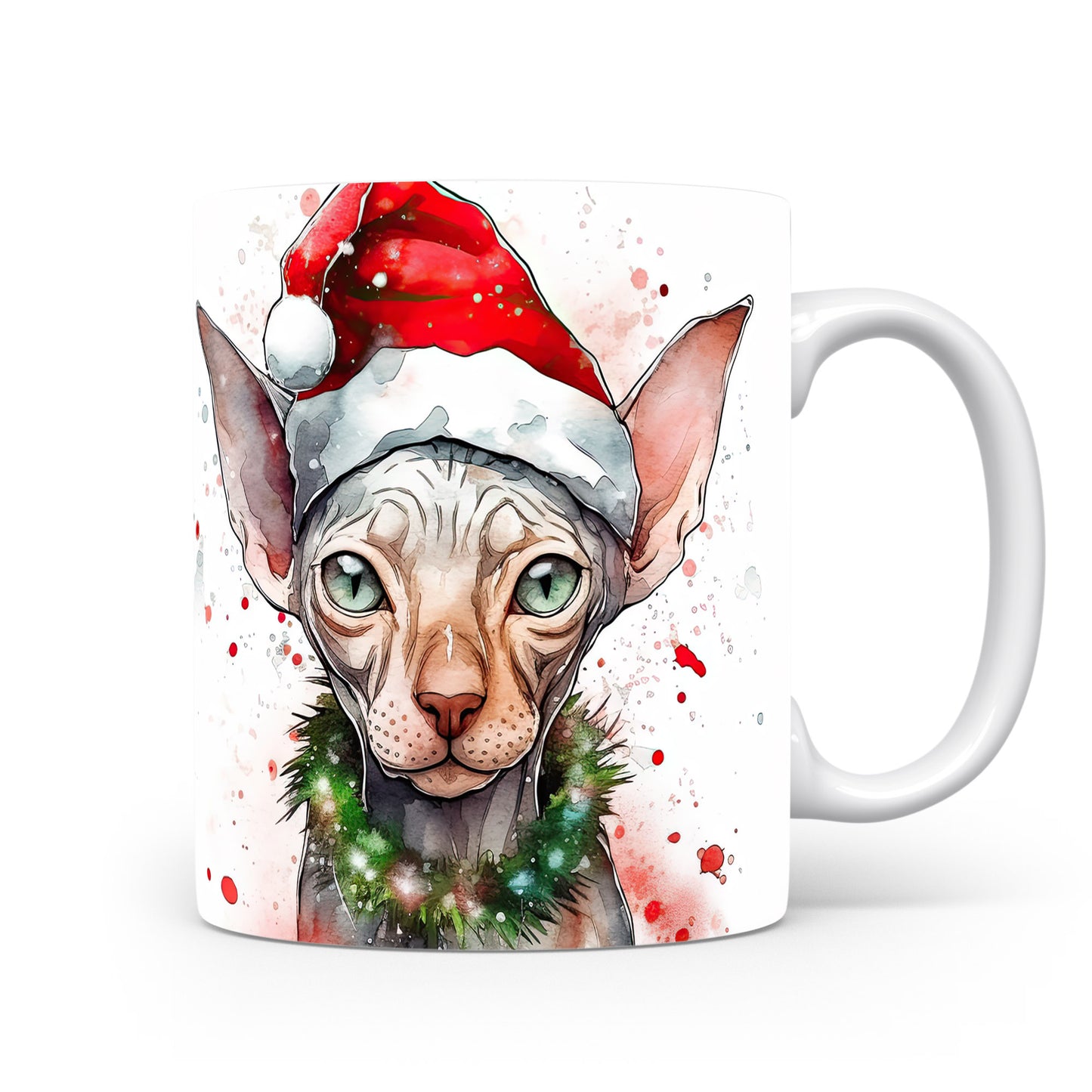 Hrnek se Sphynxem v Santa čepici