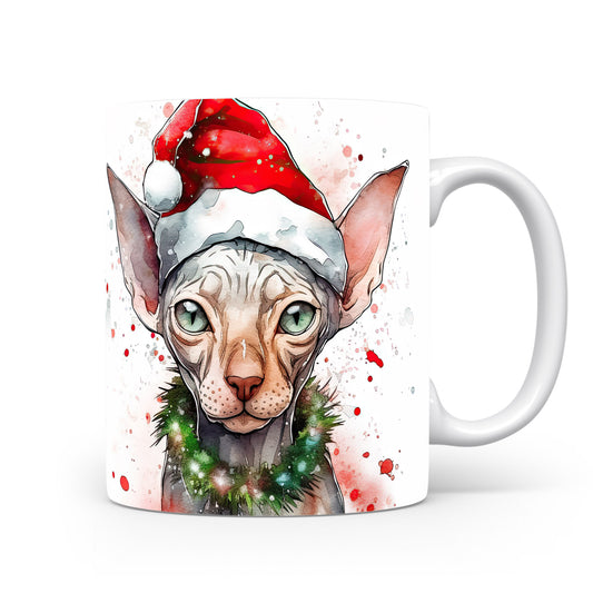Hrnek se Sphynxem v Santa čepici
