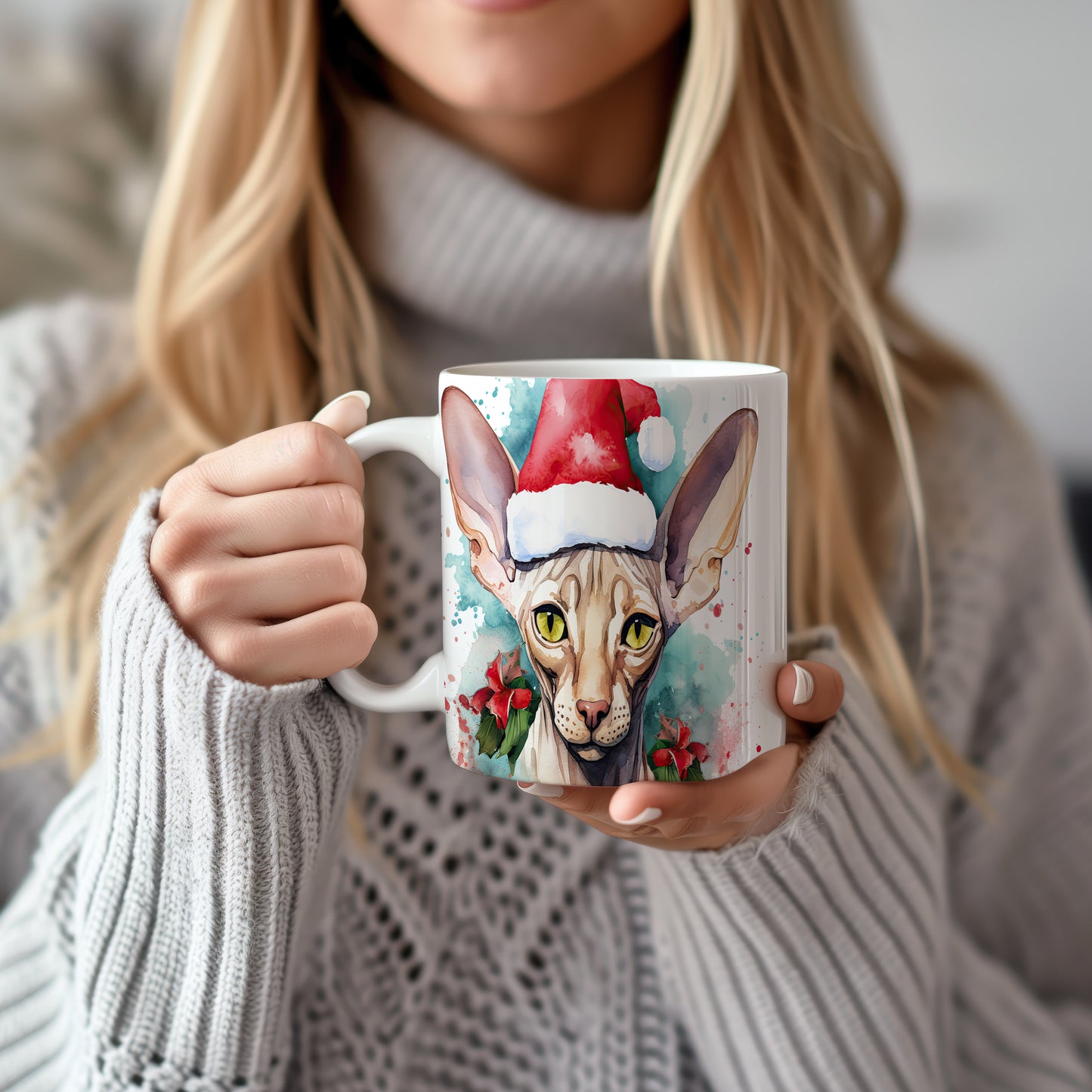 Hrnek s kočkou v čepici Santa – speciální edicí