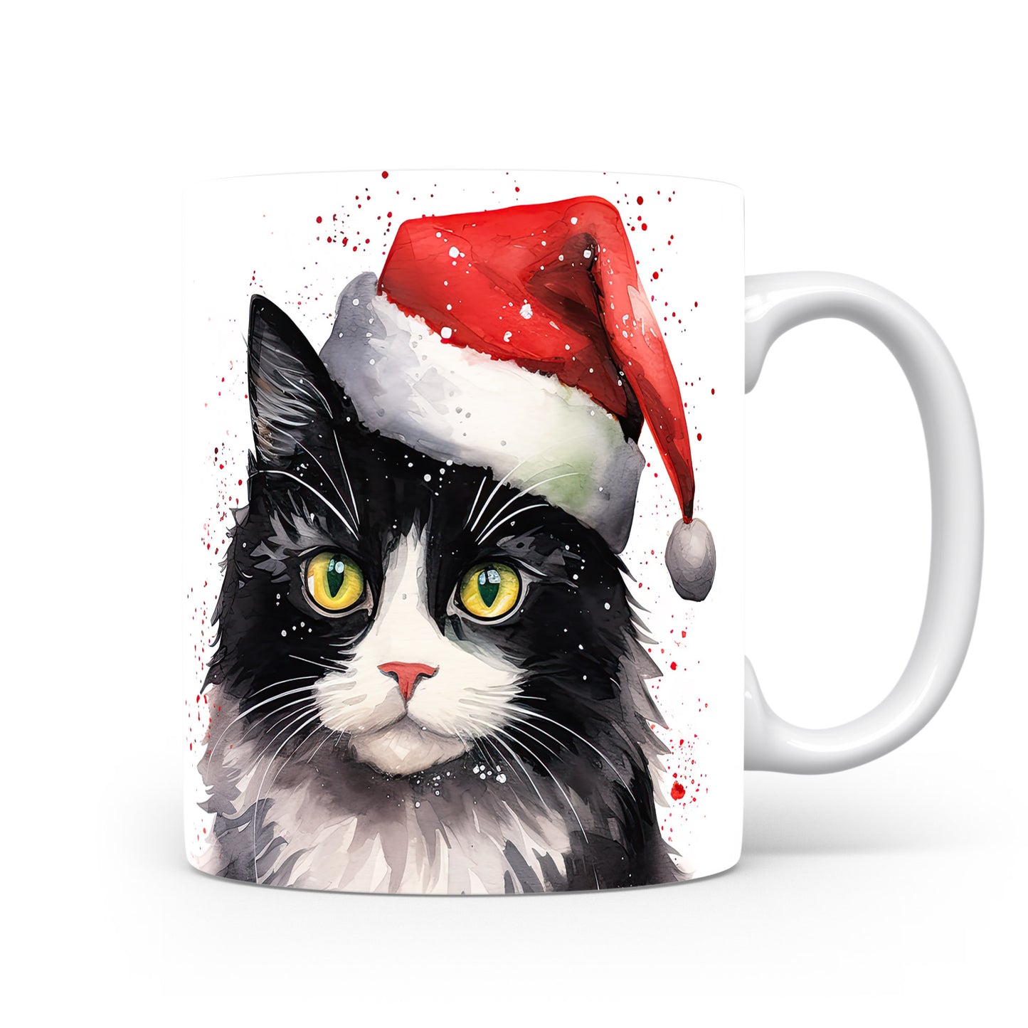 Hrnek s kočkou v Santa klobouku – jemnými detaily