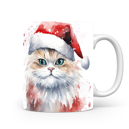 Hrnek s kočkou v Santa klobouku – kontrastním vzhledem