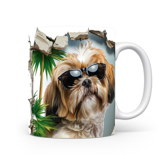 Hrnek s shihtzu v brýlích a 3D efektem