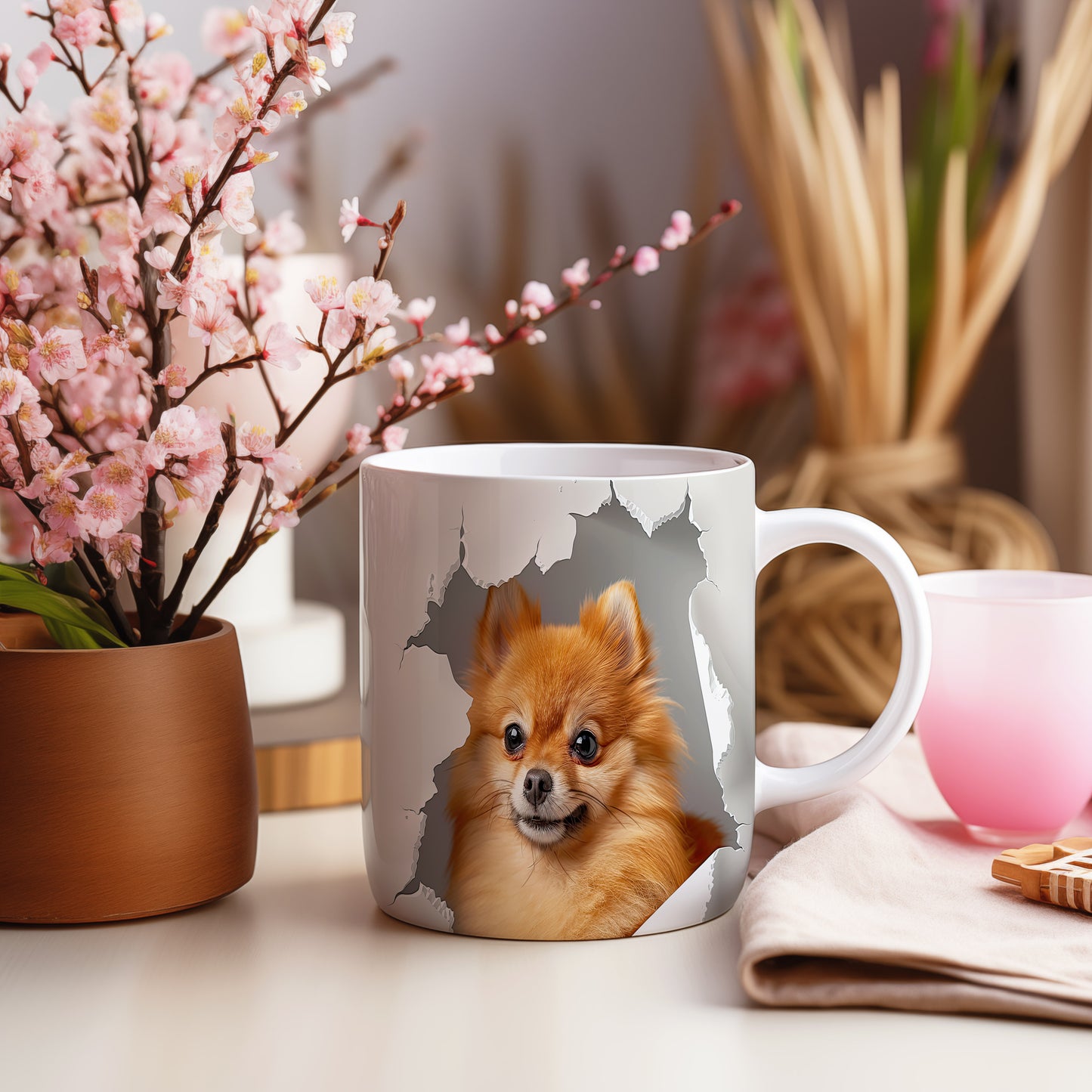 Hrnek s roztomilým Pomeranianem – roztomilým motivem