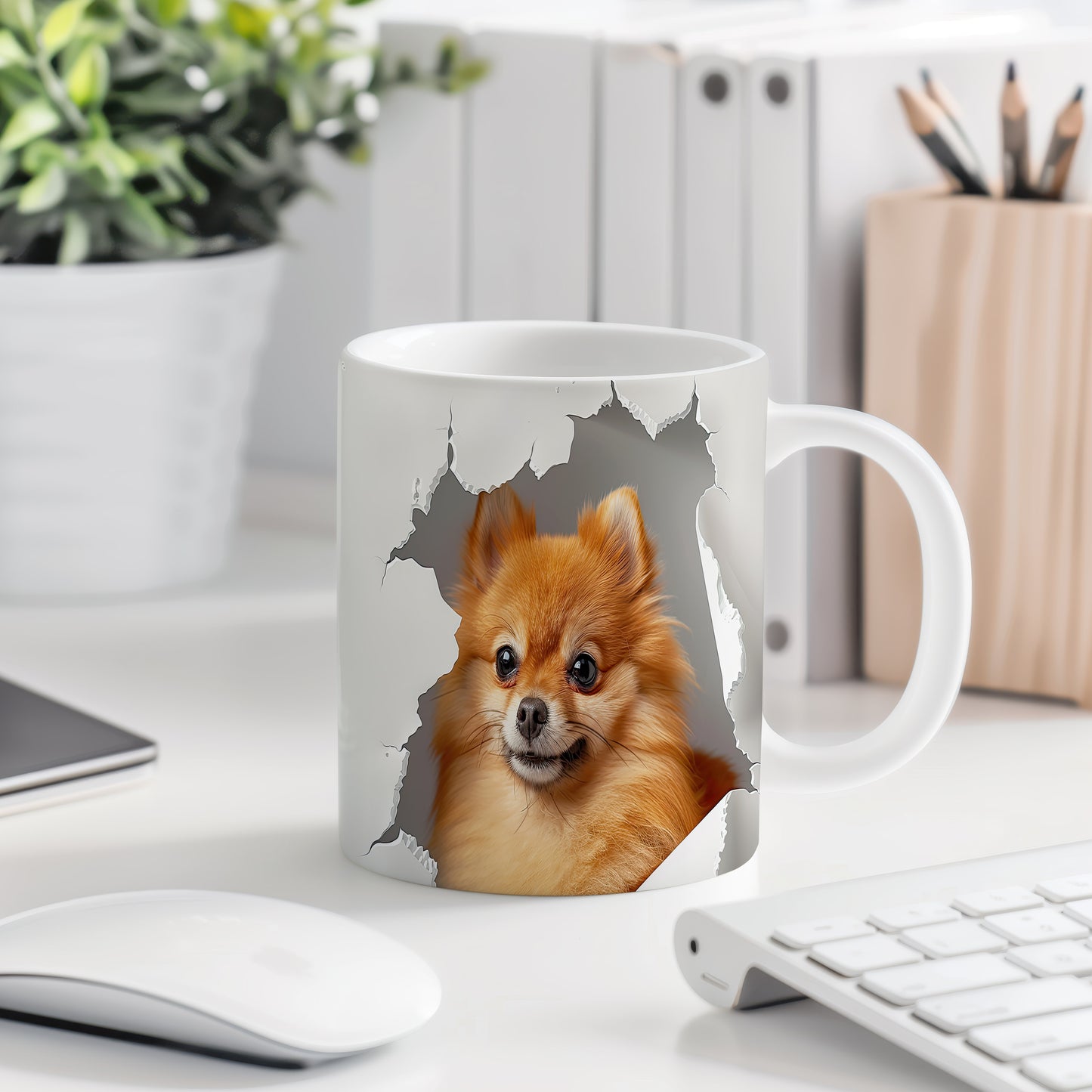 Hrnek s roztomilým Pomeranianem – roztomilým motivem