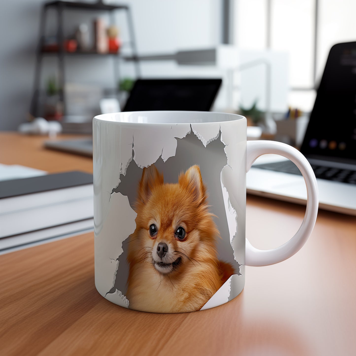 Hrnek s roztomilým Pomeranianem – roztomilým motivem