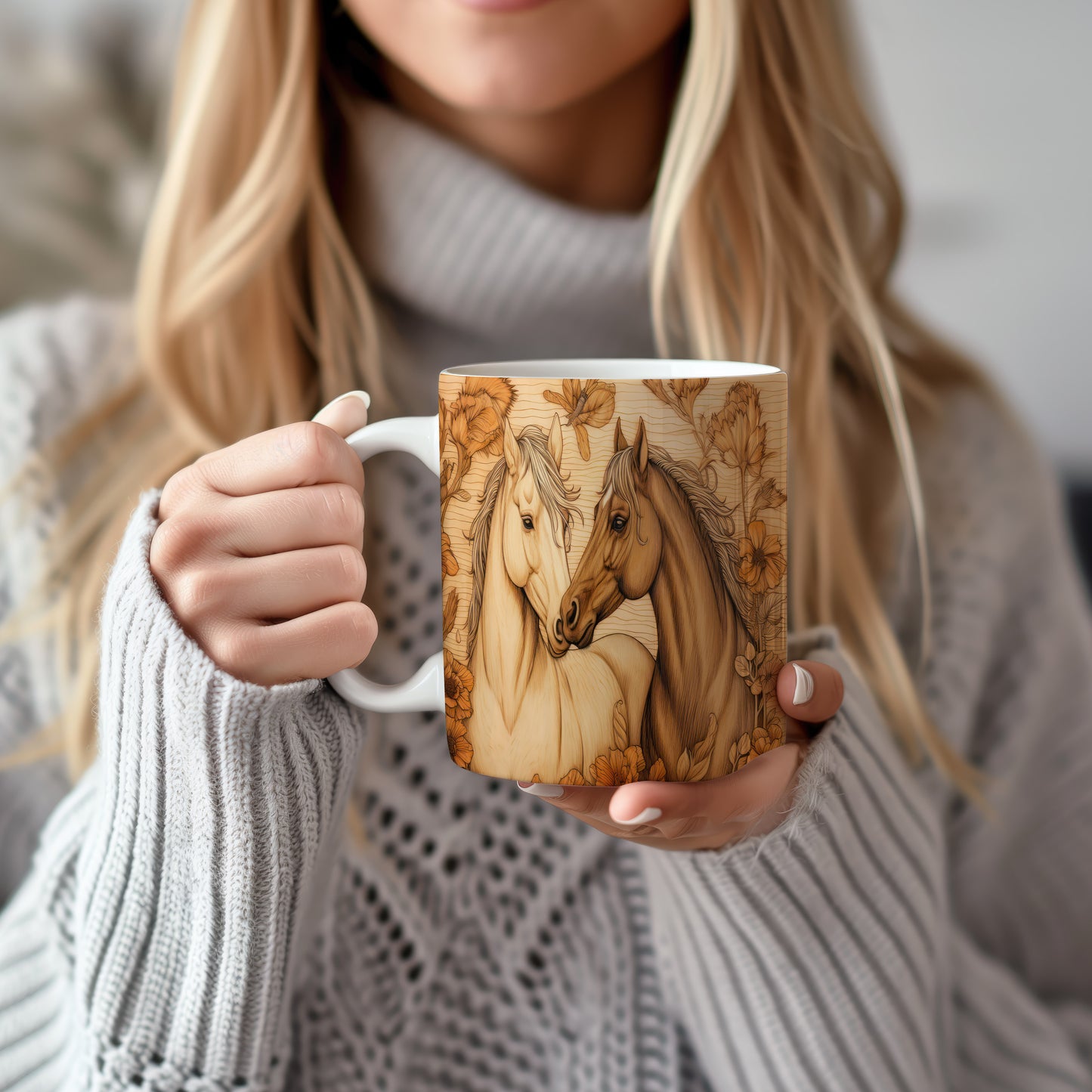 Hrnek s motivem dvou koní – originálním motivem