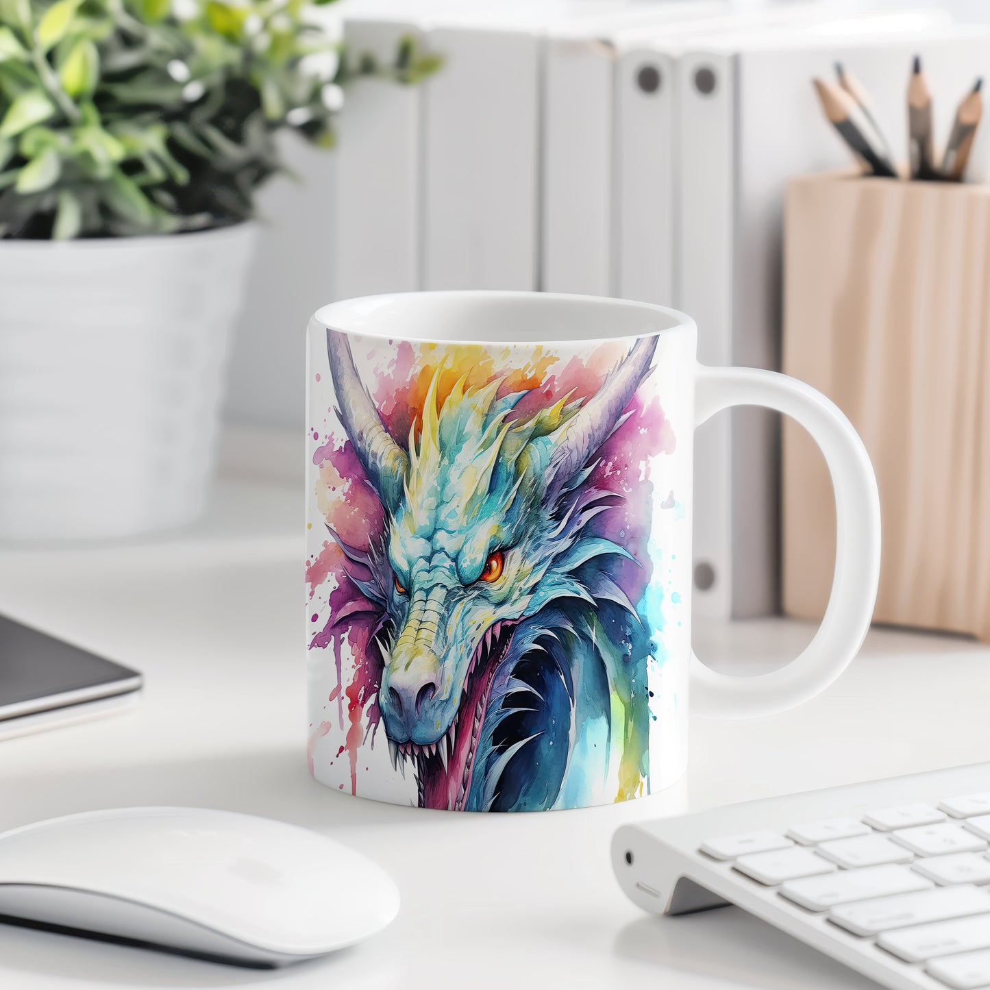 Hrnek s barevným drakem – výrazným designem