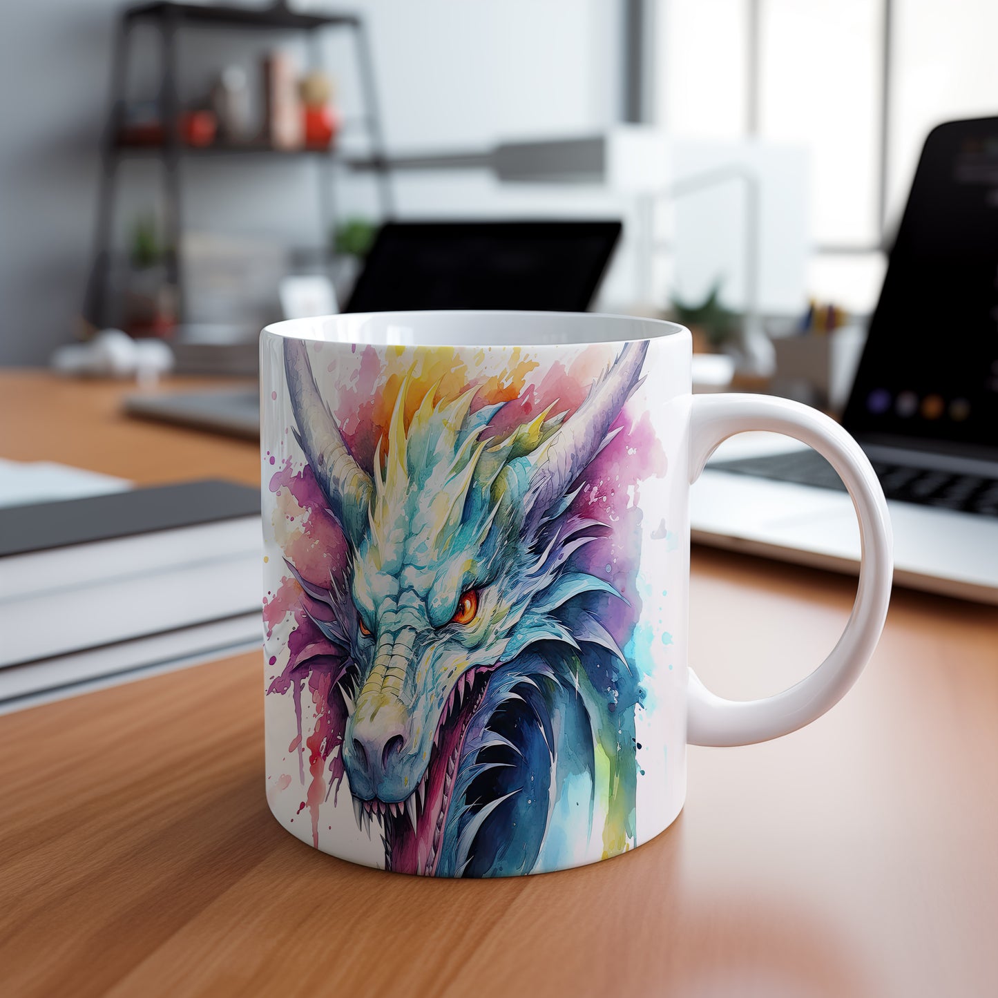 Hrnek s barevným drakem – výrazným designem