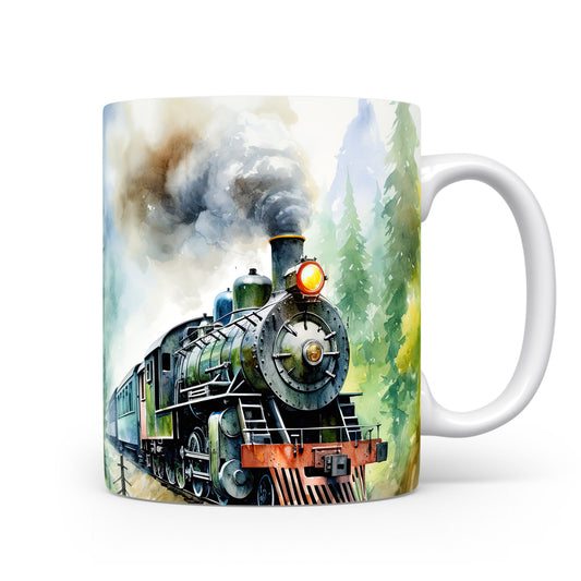 Hrnek s ilustrovanou lokomotivou