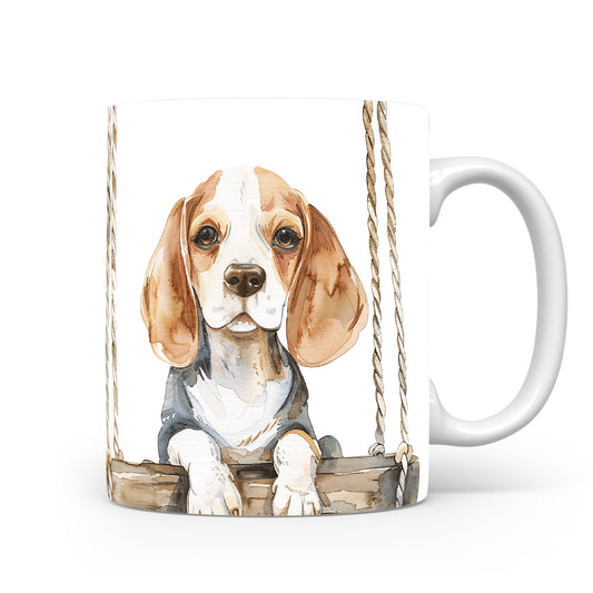 Hrnek s roztomilým beagle psem – černobílým motivem