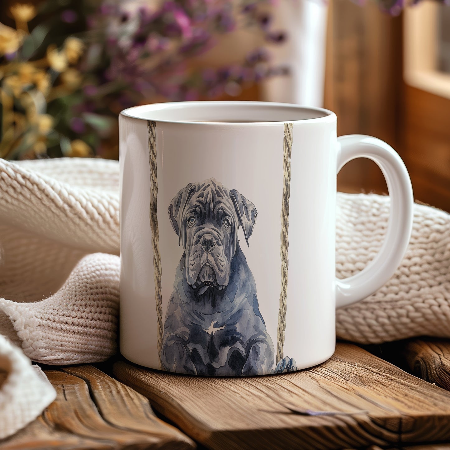 Hrnek s roztomilým Cane Corso – akvarelovým motivem