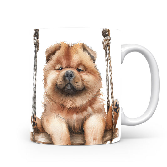 Hrnek s chow chow psem na houpačce