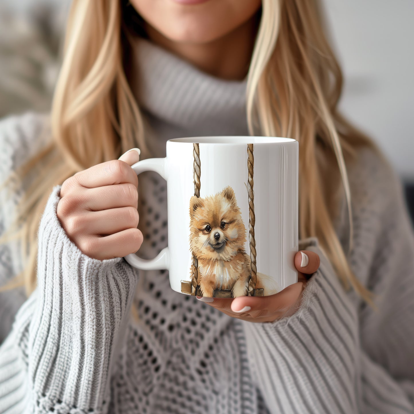Hrnek s roztomilým pomeranianem – malířským vzhledem