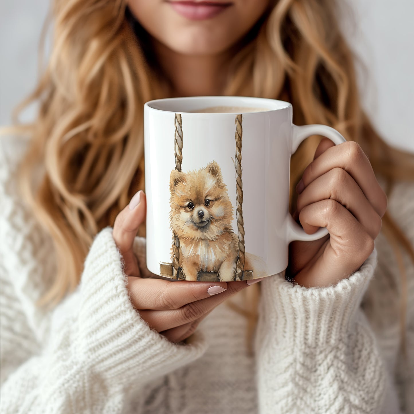 Hrnek s roztomilým pomeranianem – malířským vzhledem