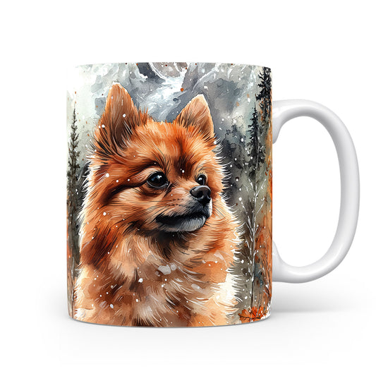 Hrnek s portrétem pomeraniana v přírodě