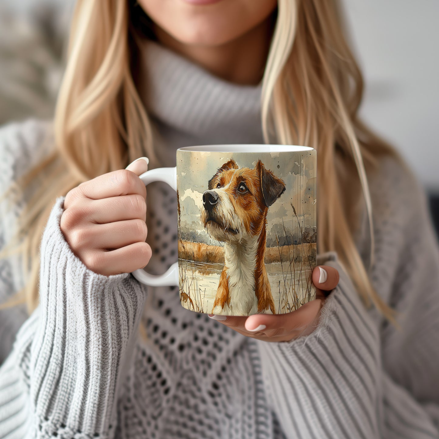 Hrnek s realistickým portrétem Jack Russell– kontrastním vzhledem