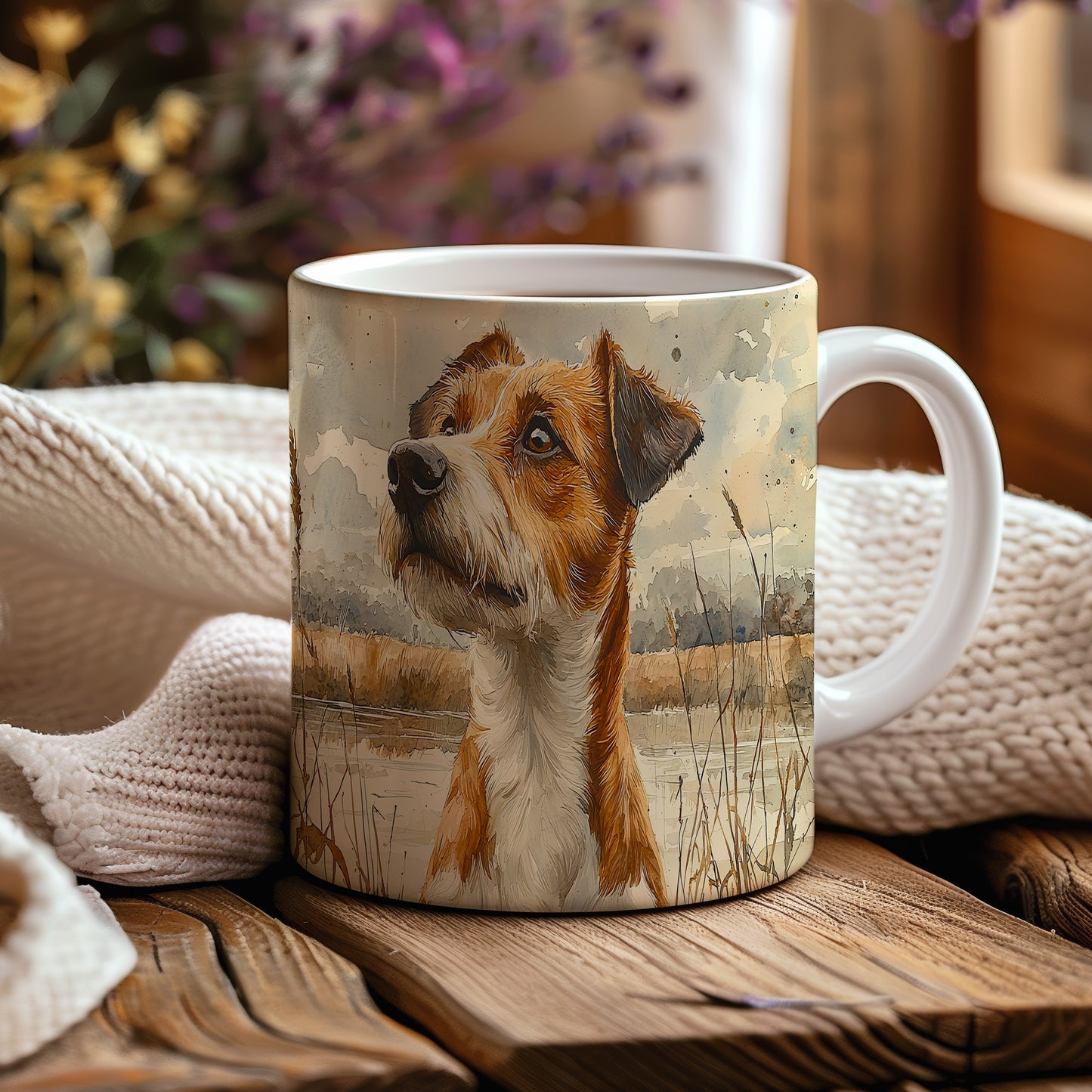 Hrnek s realistickým portrétem Jack Russell– kontrastním vzhledem
