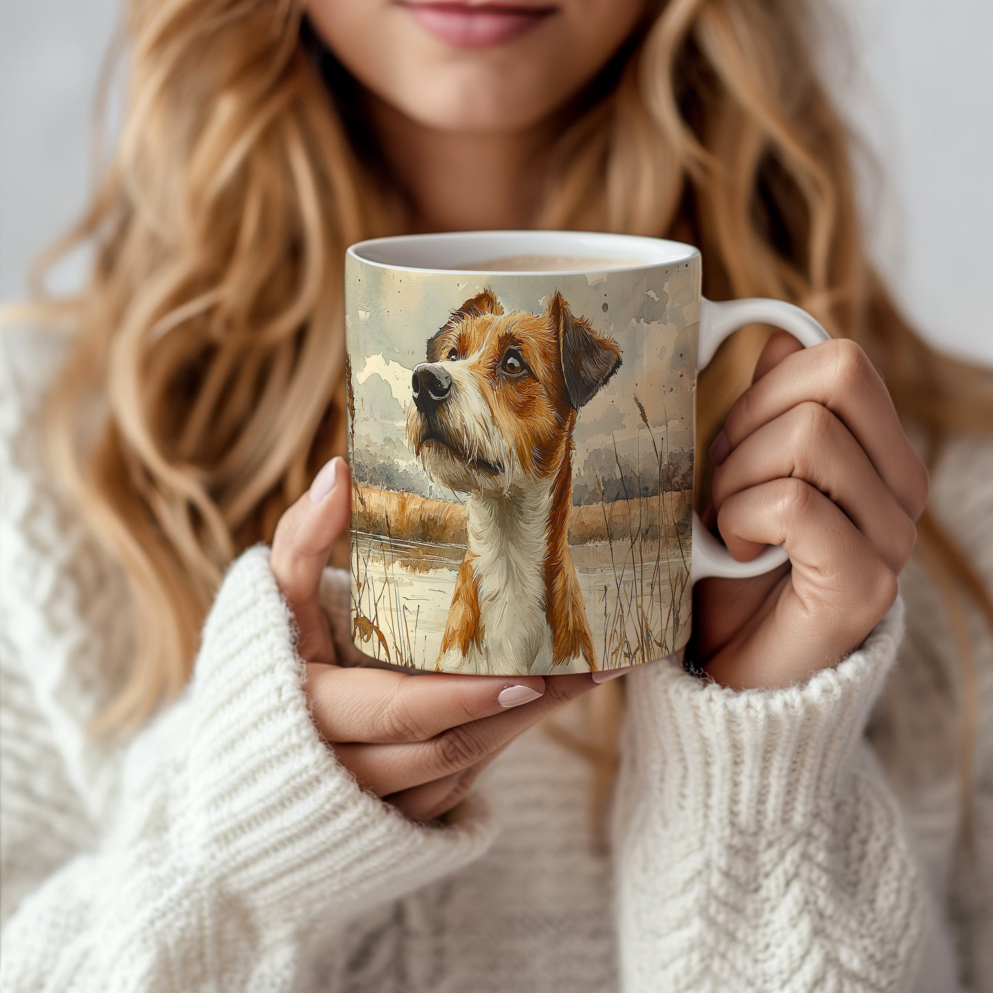 Hrnek s realistickým portrétem Jack Russell– kontrastním vzhledem