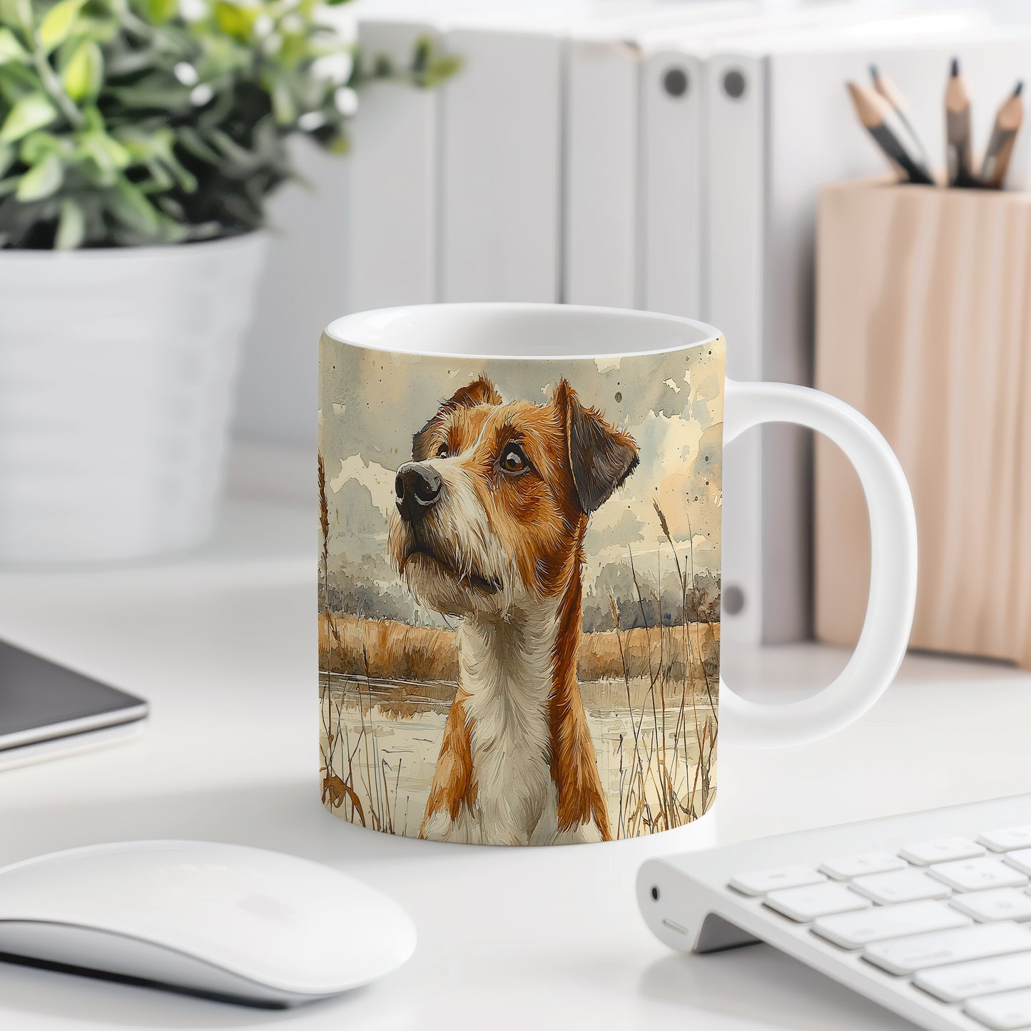Hrnek s realistickým portrétem Jack Russell– kontrastním vzhledem