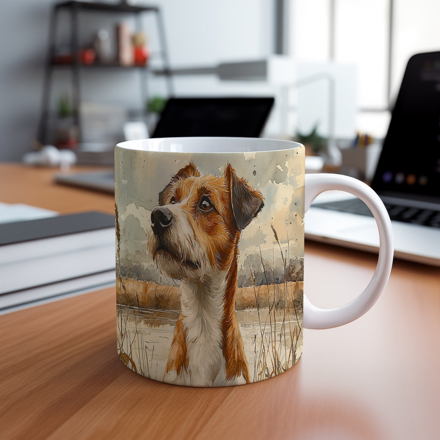 Hrnek s realistickým portrétem Jack Russell– kontrastním vzhledem