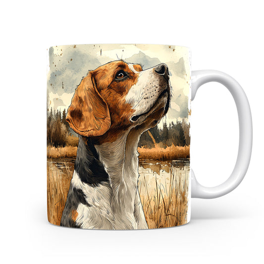 Hrnek s motivem beagle – černobílým motivem