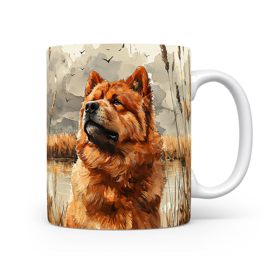 Hrnek s motivem Chow Chow v přírodě