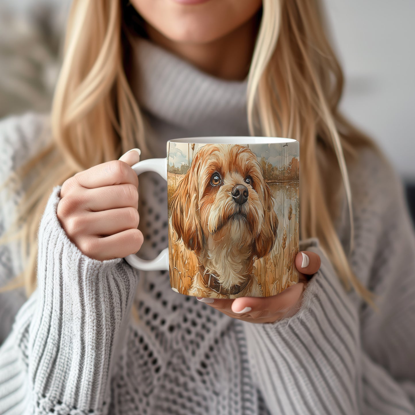 Hrnek s krásným cavapoo – malířským vzhledem