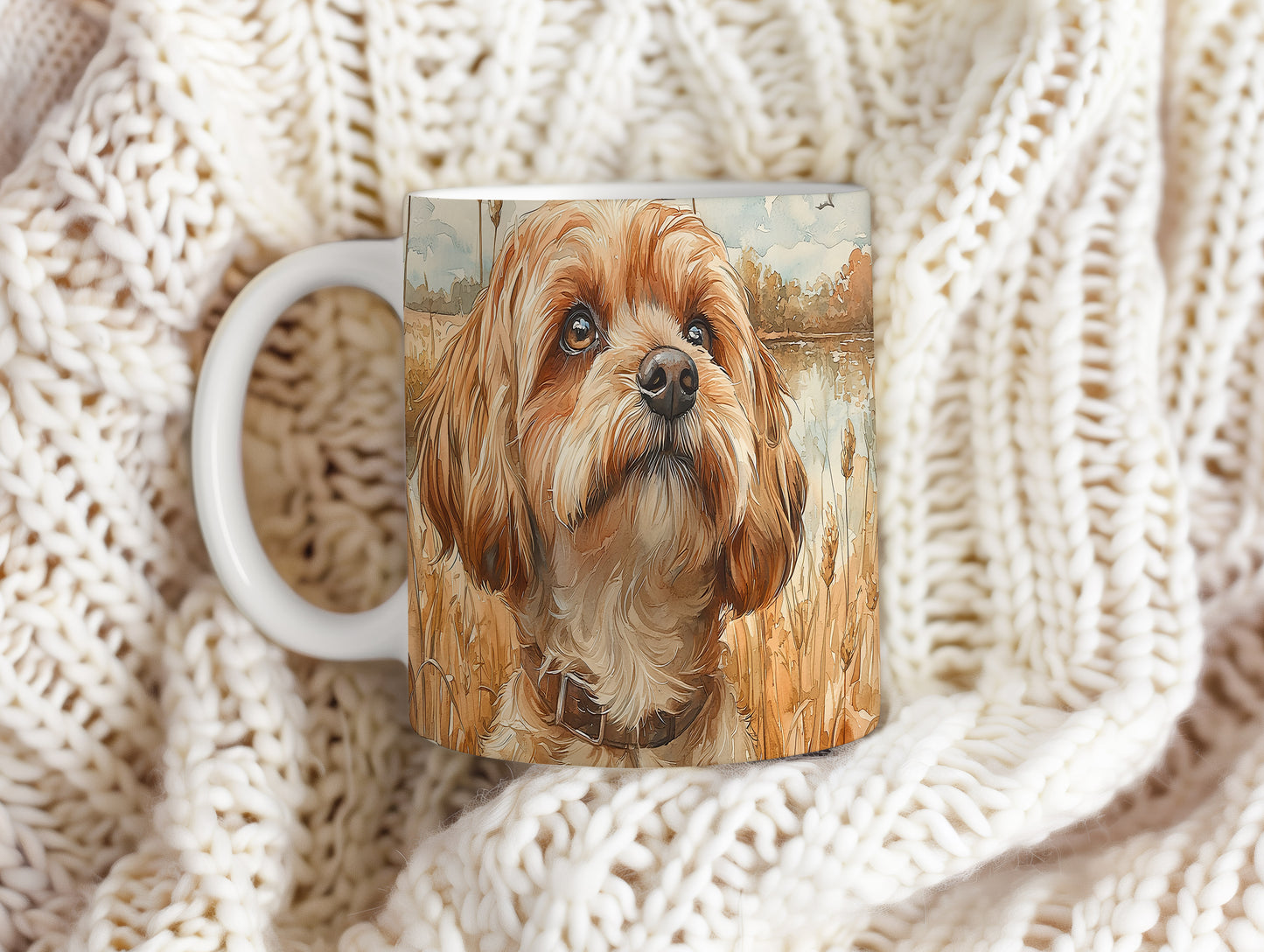 Hrnek s krásným cavapoo – malířským vzhledem