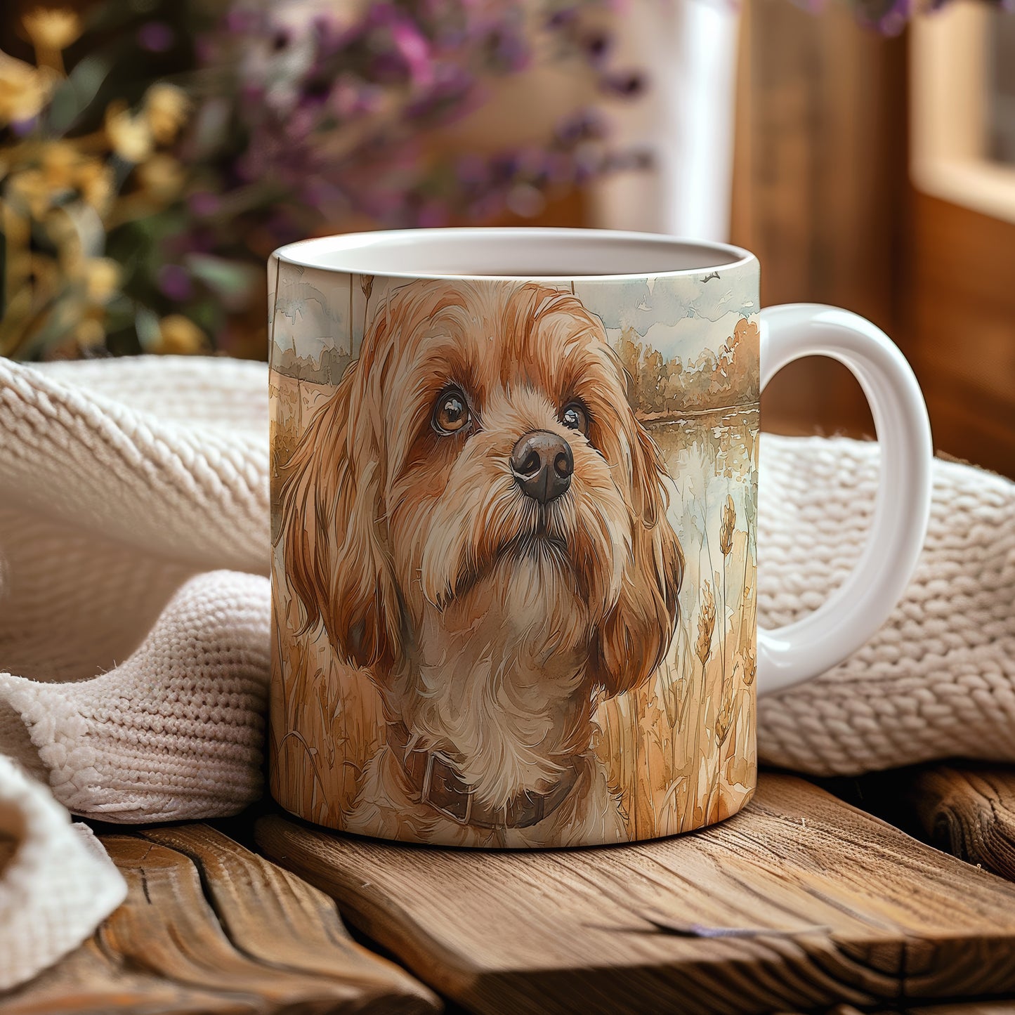 Hrnek s krásným cavapoo – malířským vzhledem