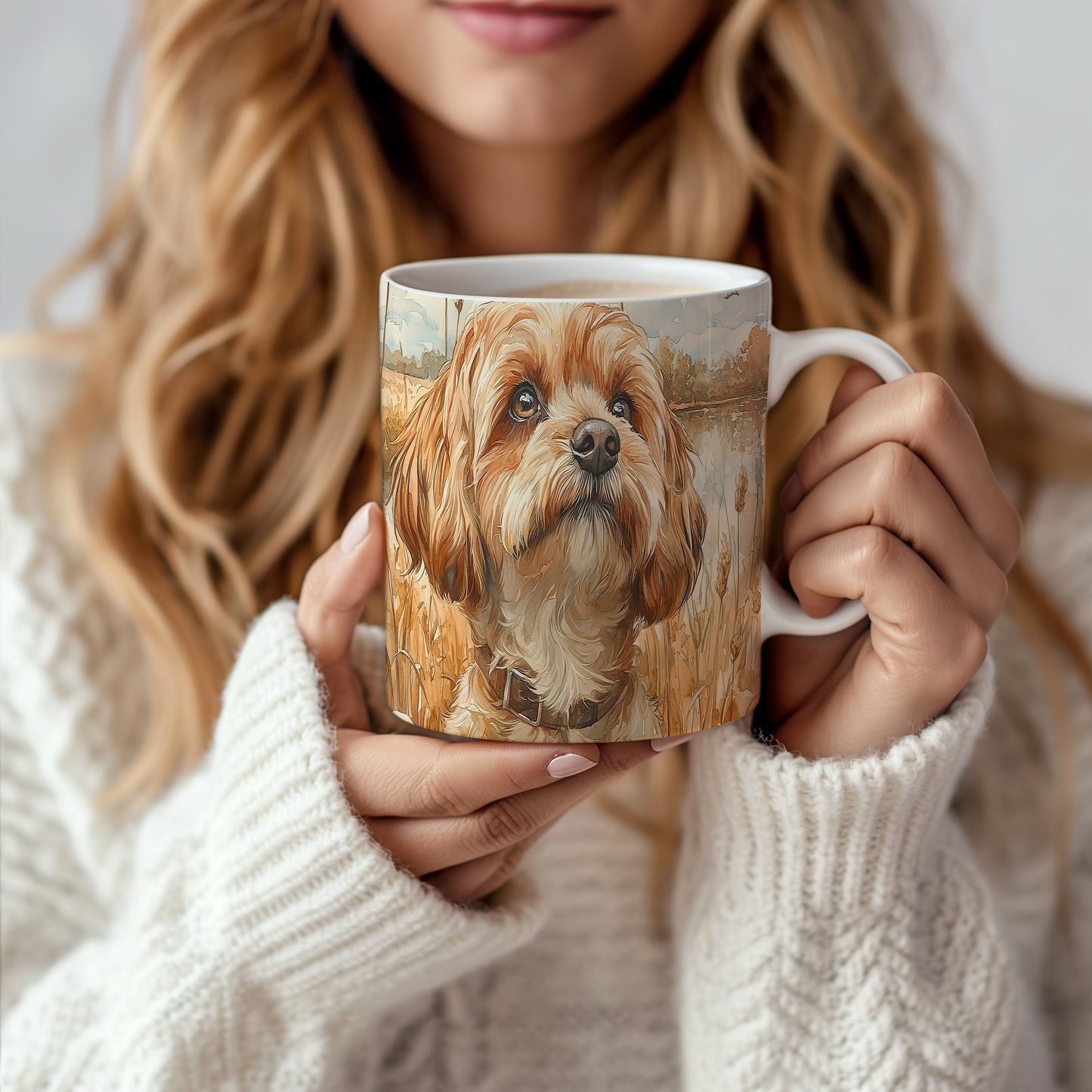 Hrnek s krásným cavapoo – malířským vzhledem