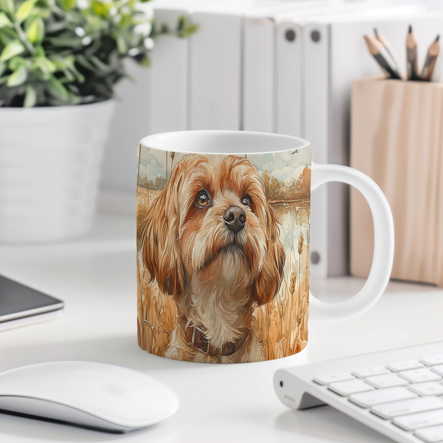 Hrnek s krásným cavapoo – malířským vzhledem